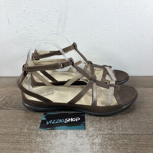 Ecco Groove Gladiator Brown Silver Strappy Sandals Women's 9/9.5 EUR 40